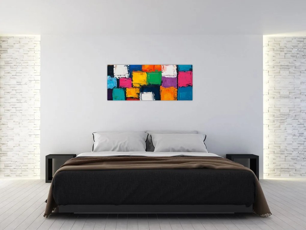 Obraz - Maľba farebných štvorcov (120x50 cm)