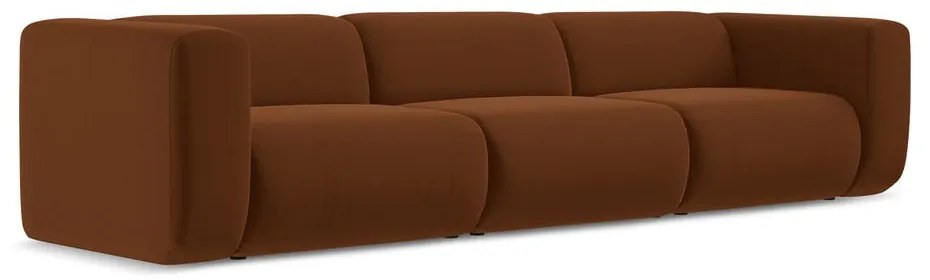 Oranžová/hnedá zamatová pohovka 319 cm Ekahi – Makamii