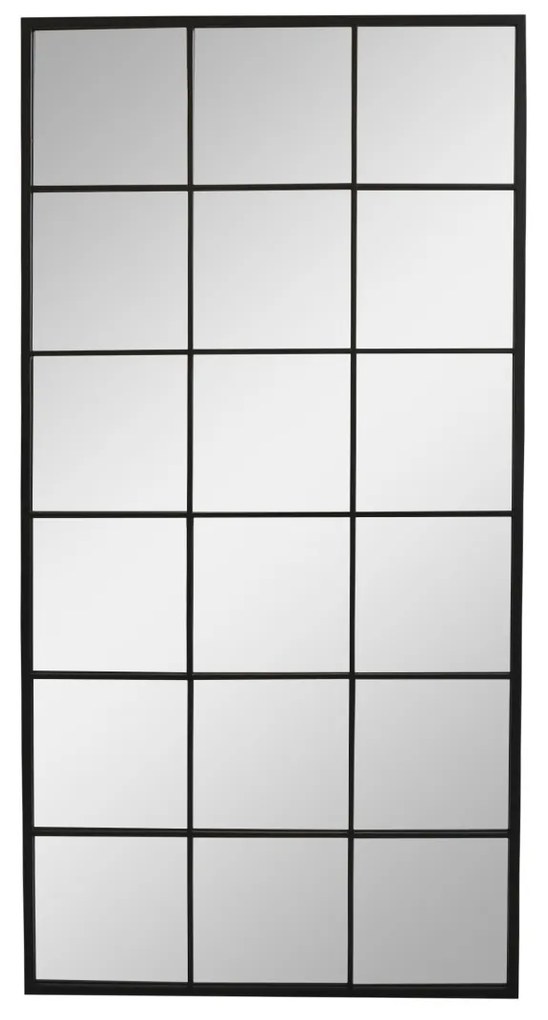 Čierne antik kovové nástenné zrkadlo Industrial - 90*2,5*180 cm