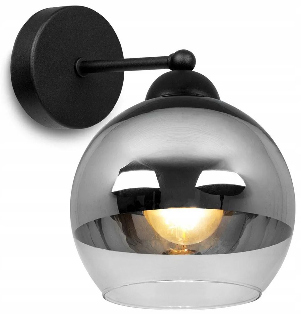 Nástenné svietidlo Bergen 1, 1x chrómové/transparentné sklenené tienidlo (fi 15cm)