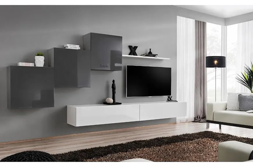 Obývacia stena Switch X Grafit/Biely