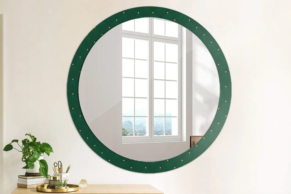 Okrúhle dekoračné zrkadlo s motívom Zelená luxusná šablóna fi 100 cm