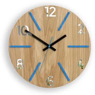 Sammer Nadčasové drevené hodiny AKSEL MIRROR - modrá 33 cm AkselWoodBlueMirror