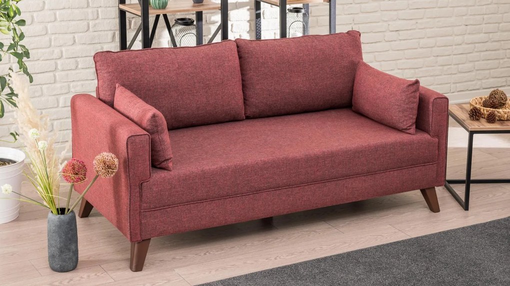 Hanah Home - Dizajnová 2-miestna pohovka BELLA 177 cm, starožitná červená, tkanina