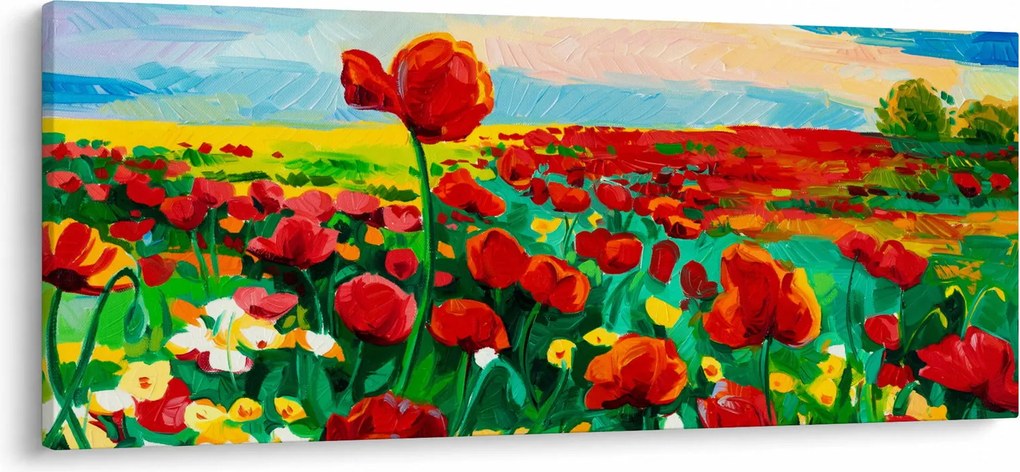 Obraz poľa s vlčími makmi (120x50 cm)
