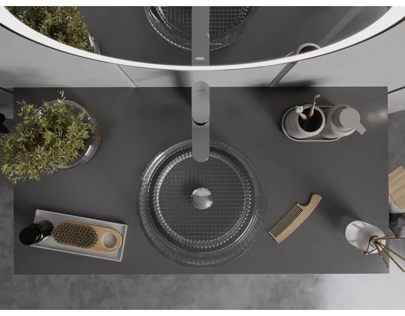 Mexen Lira, sklenené umývadlo na dosku, 37 x 37 cm, číra, 24053700