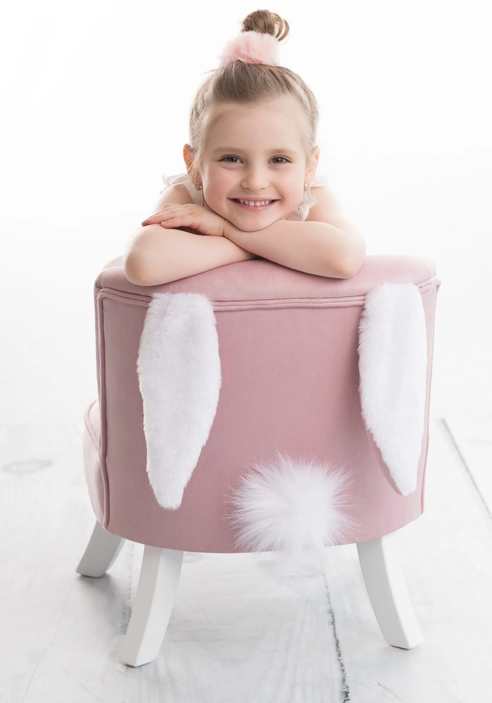 Dětské křeslo ušák růžová - Biela, 17 25 cm