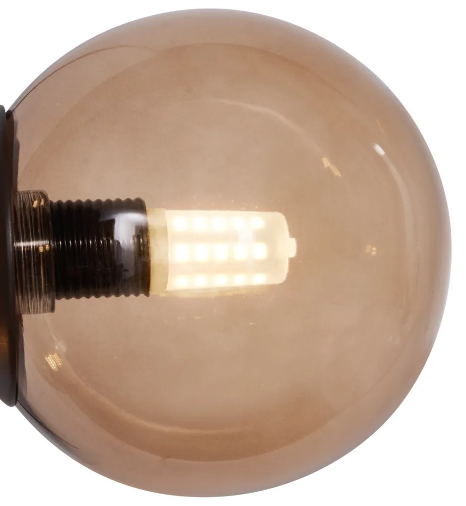 Hotelová elegantná závesná lampa tmavý bronz s bronzovým sklom 6-svetiel - Monaco