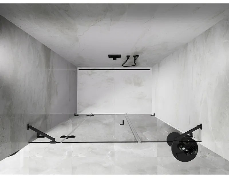 Mexen Lunar, ľavé otočné sprchové dvere 150 cm, 8mm číre sklo, grafitový profil, 834S-150-050-95-00-L