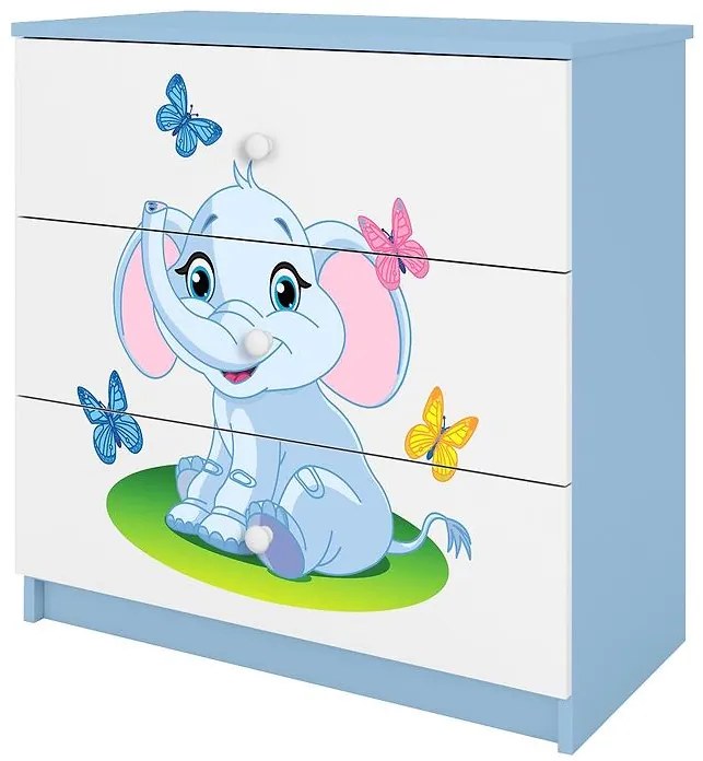 Detská komoda  Babydreams modrá – Slon