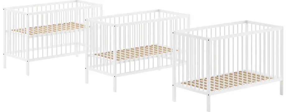 Biela postieľka z borovicového dreva 60x120 cm DINO – Vipack