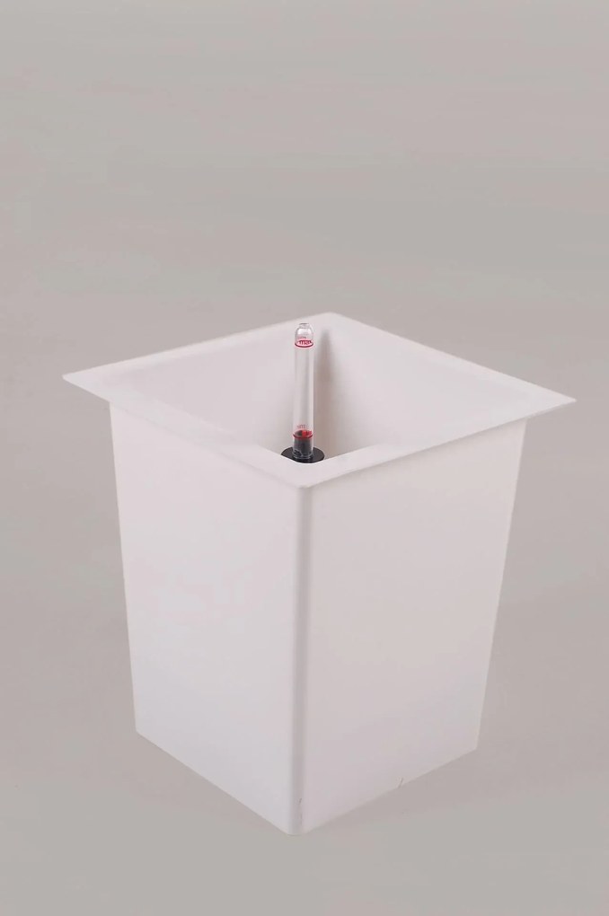 Samozavlažovací kvetináč BLOCK, sklolaminát, 40x40x40 cm, biely mat