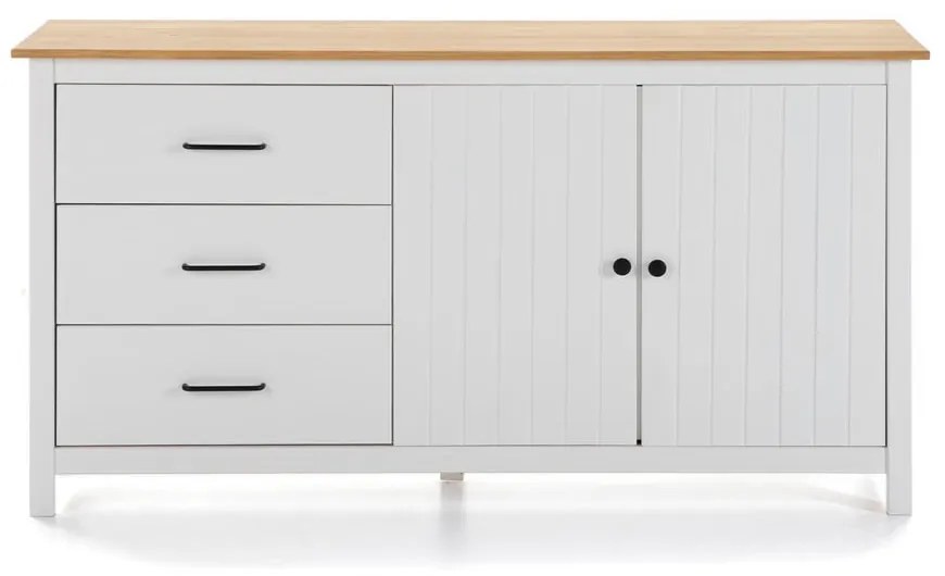Biela drevená komoda Marckeric Miranda, šírka 150 cm