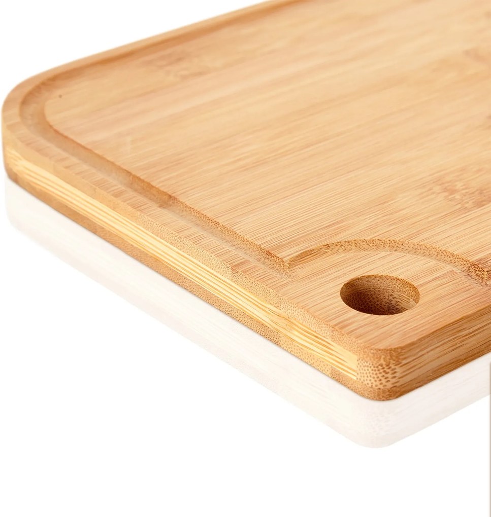Klarstein Batvik, bambusová doska na krájanie, 38 x 1,5 x 27 cm (Š x V x H), šetrná k nožom, drážka na zachytenie šťavy