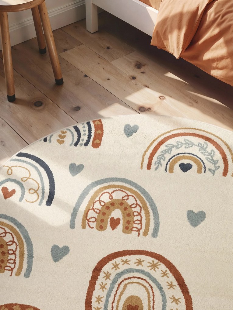 Hanse Home, Detský koberec Adventures 106415 Cream Multicolor kruh, 160x160 (priemer) kruh, viacfarebná, detská izba