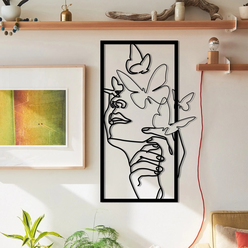 Nástenná dekorácia Butterfly Face Female čierna