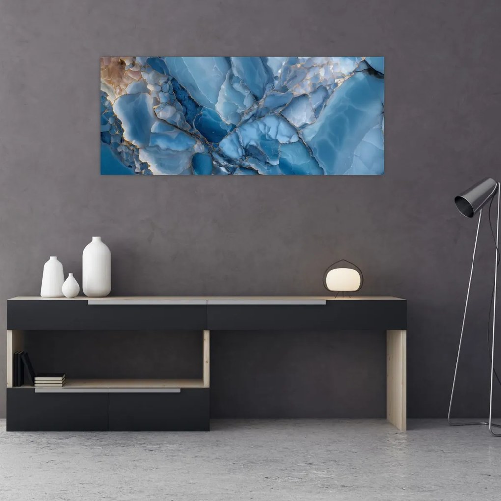 Obraz - Modrý členitý mramor (120x50 cm)