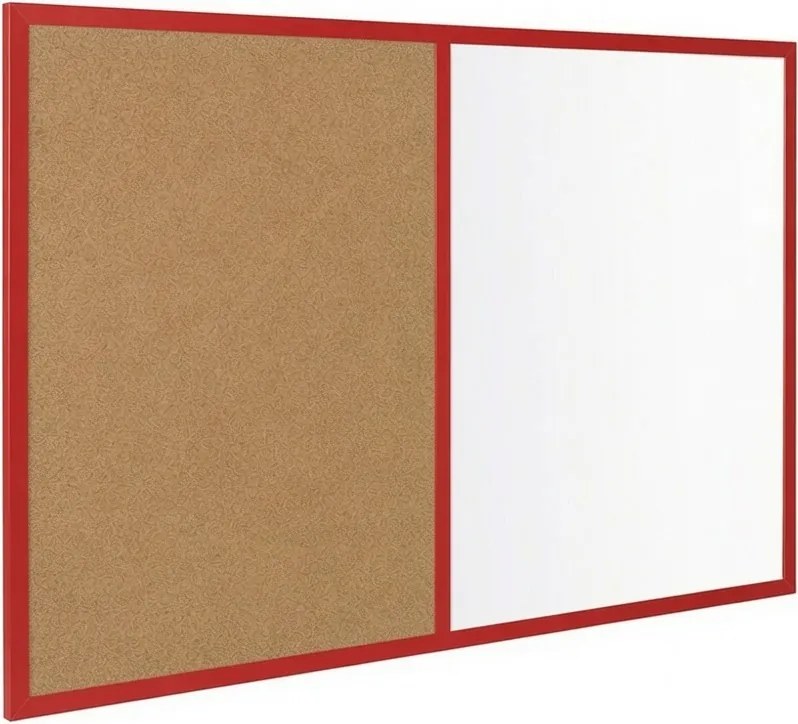 Toptabule.sk  Kombinovaná tabuľa biela v červenom drevenom ráme COLOR 90x60 cm