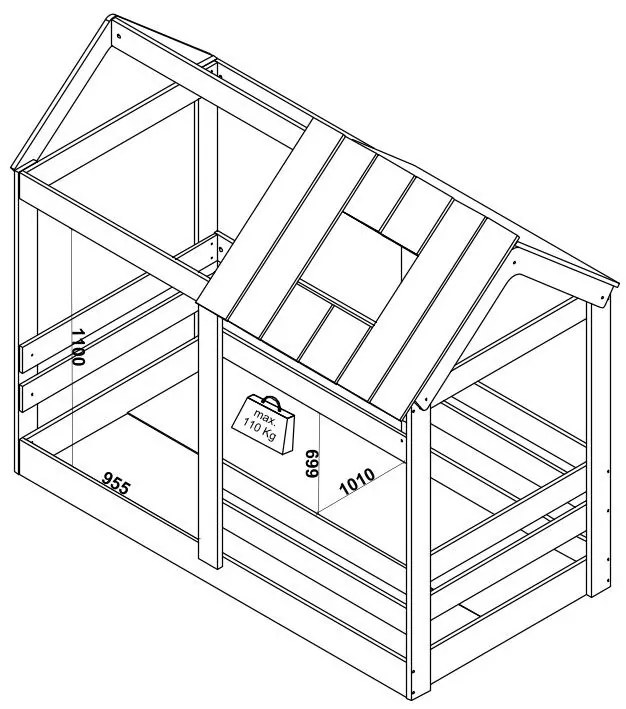 Domčeková posteľ 100x200 Boom - breza