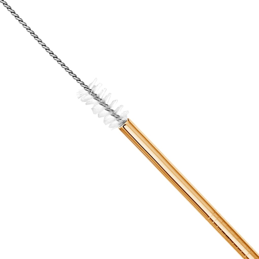 Bar@drinkstuff Rovné zlaté nerezové slamky s kefkou Množstvo: 10 ks