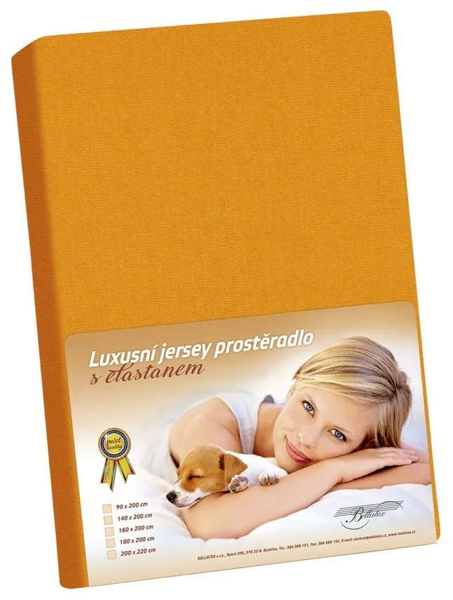 Bellatex Jersey prestieradlo s elastanom oranžová, 160 x 200 cm