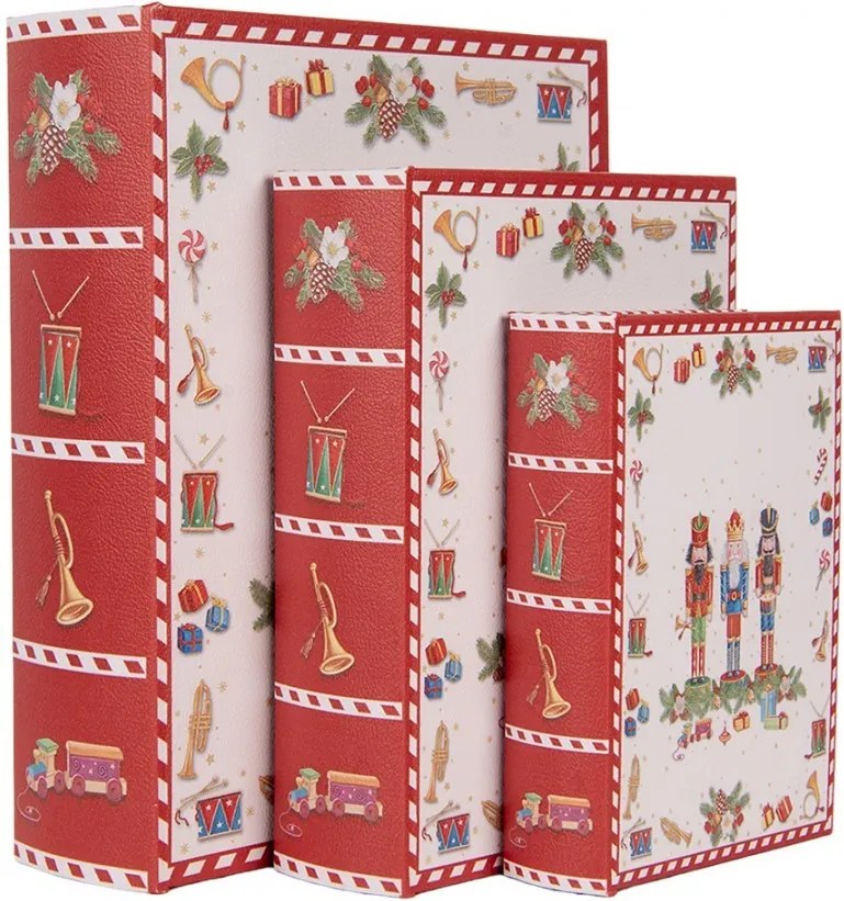 Set 3ks úložný box v tvare knihy s Luskáčikmi - 27*22*7 / 22*17*6 / 17*12*4 cm
