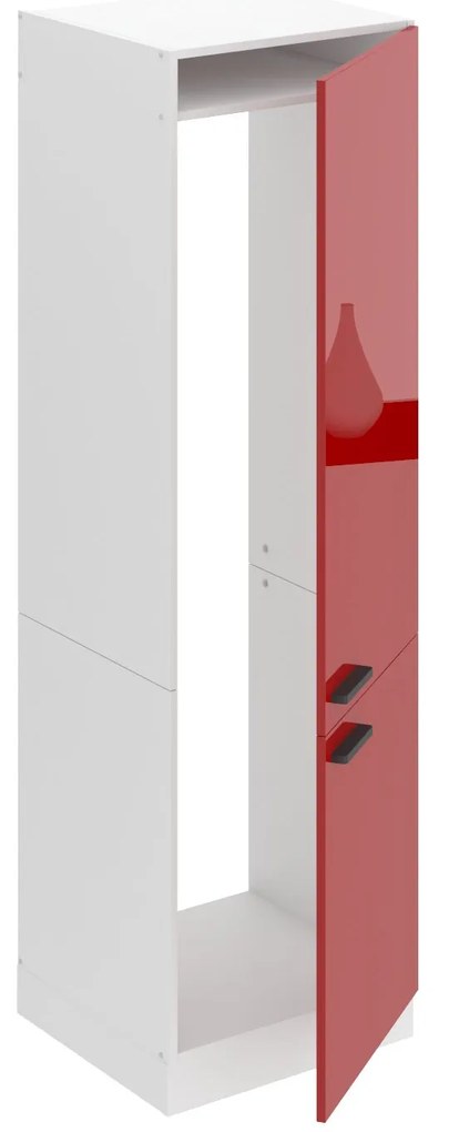 Vysoká kuchynská skrinka Belini Premium Full Version pre vstavanú chladničku 60 cm červený lesk
