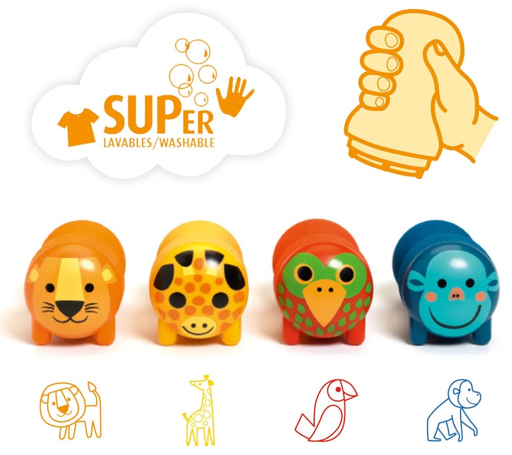 Detské ergonomické pečiatky - zvieratká zo safari