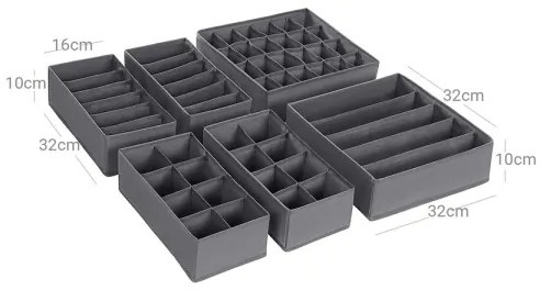 Organizér do zásuvky na bielizeň GRANT sivý