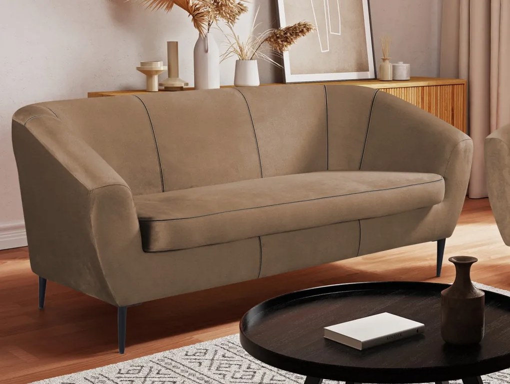 Trojmiestna pohovka Olivio, svele hnedá  zamatová látka