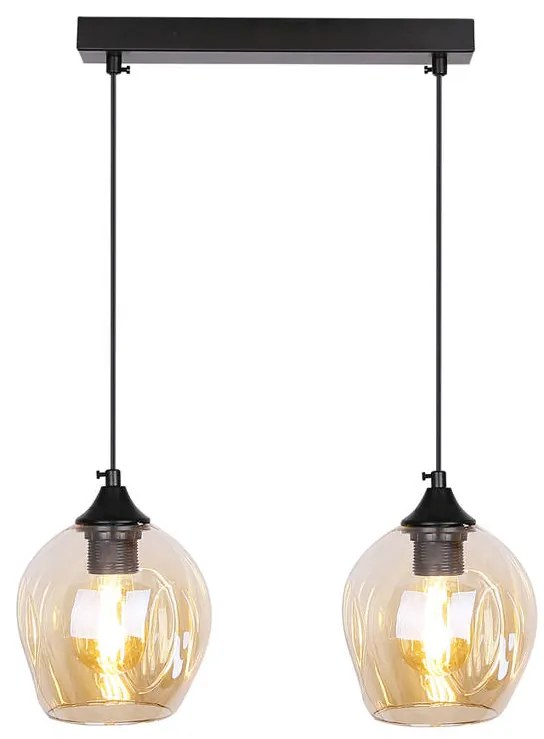 Candellux Čierno-hnedý závesný luster Aspa pre žiarovku 2x E27 32-00590