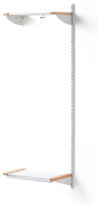 Vešiaková stena JEPPE s hornou policou, prídavná sekcia, 1790x600x310 mm, biela/breza