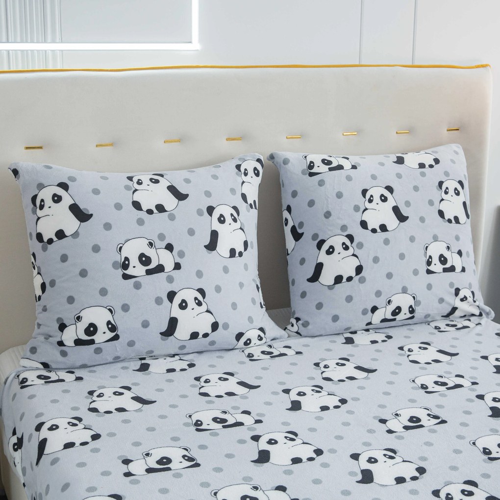 Obliečky mikroplyš PANDA sivá Rozmer obliečky: 70 x 80 cm | 140 x 200 cm