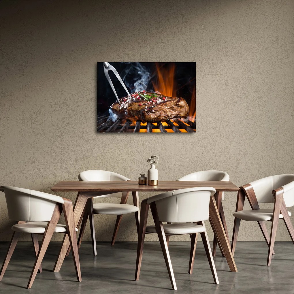 Obraz steaku na grile (70x50 cm)