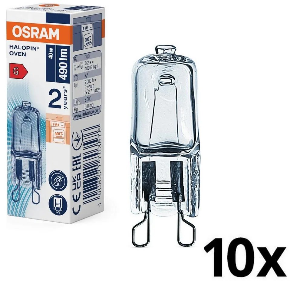 SADA 10x Žiaroviek do rúry HALOPIN G9/40W/230V 2700K - Osram
