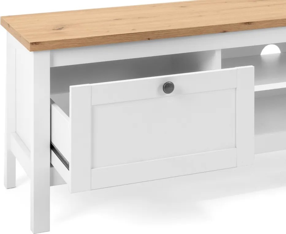 TV skrinka Bergen, biela/dub artisan