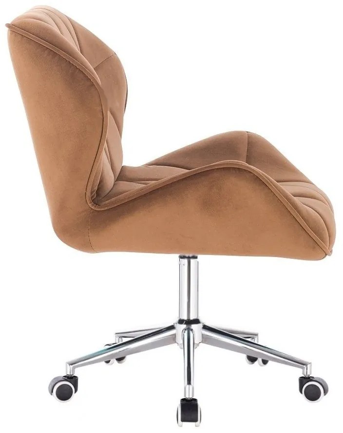 LuxuryForm DESIGN Stolička MILANO VELUR na striebornej podstave s kolieskami - hnedá
