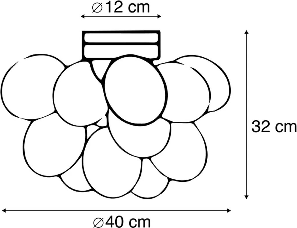 Inteligentné stropné svietidlo čierne s jantárovým sklom vrátane 4 Wi-Fi G9 - Uvas
