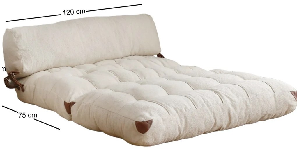 Dvojmiestna čalúdená rozkladacia pohovka Kadife Teddy krémová