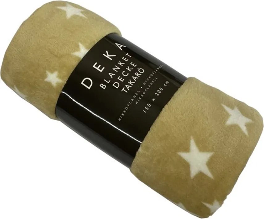 Home Elements Mikroflanelová deka, béžová, hviezdy