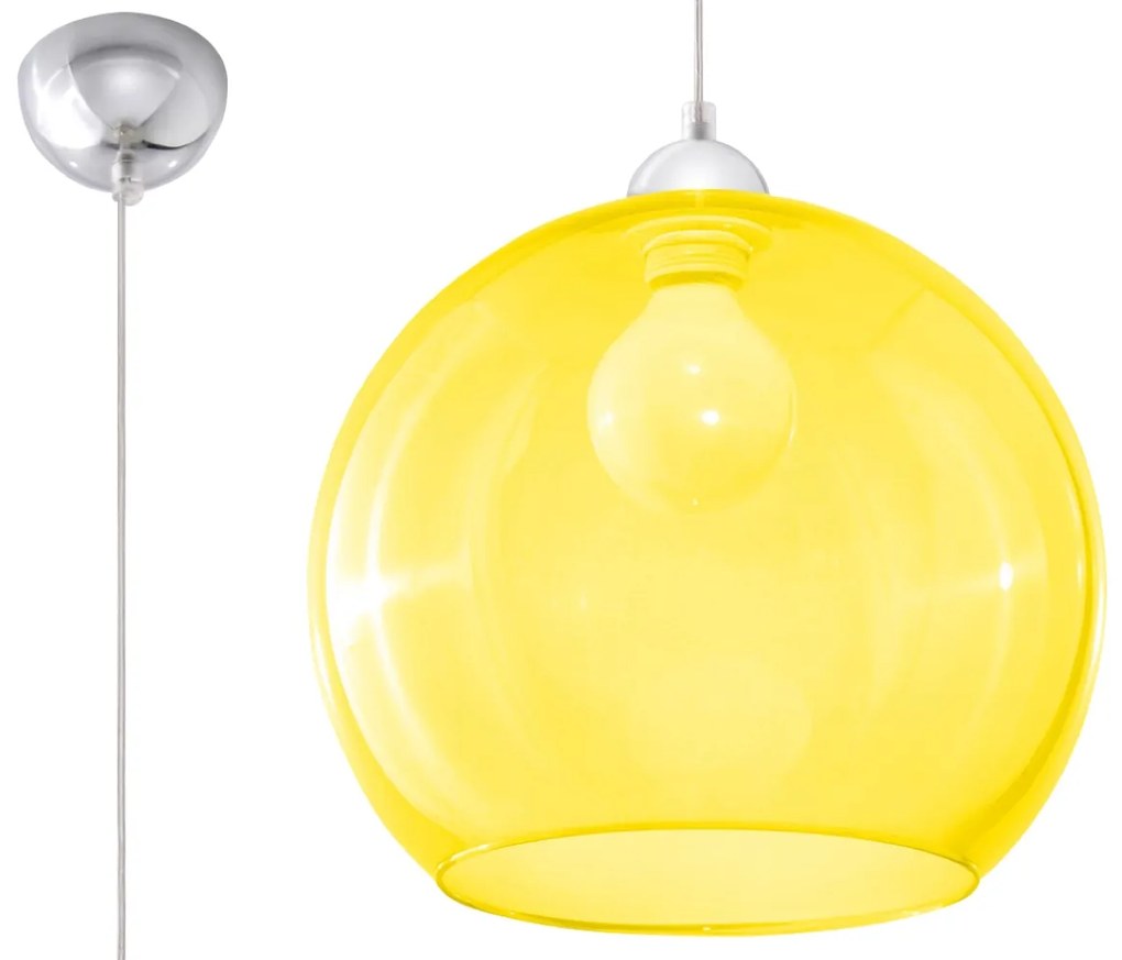 Závesné svietidlo Ball, 1x žlté sklenené tienidlo