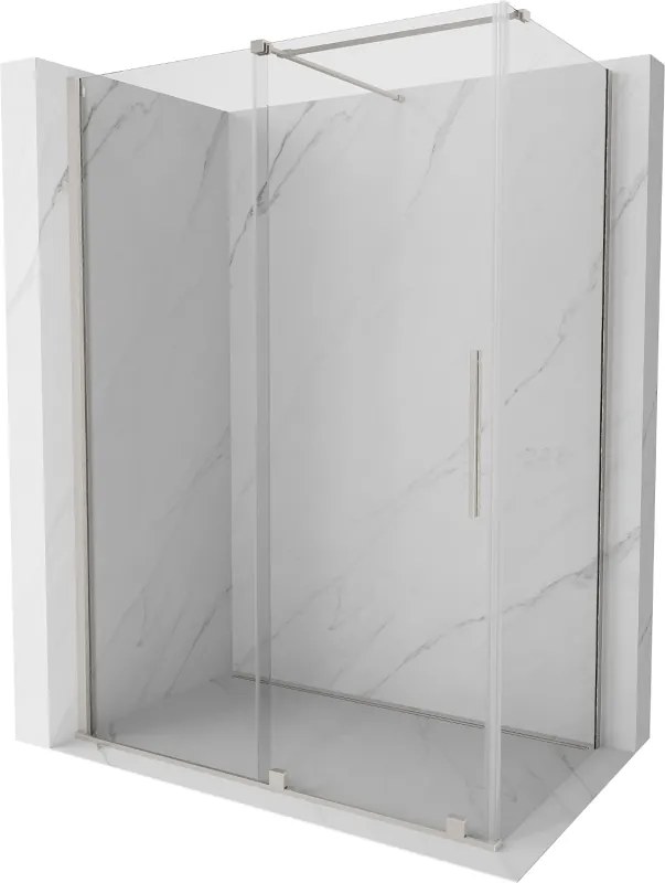 Mexen Velar, sprchový kút s posuvnými dverami 160 x 75 cm, 8mm číre sklo, brúsená oceľ, 871-160-075-01-97
