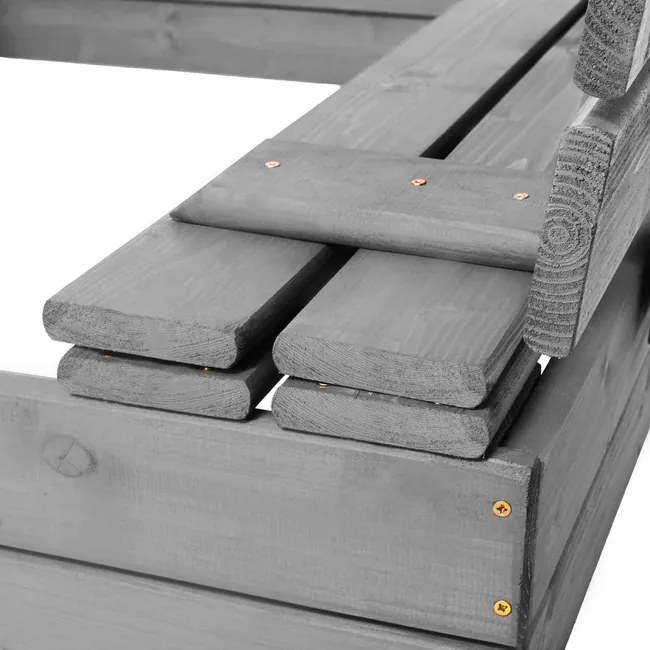 SPRINGOS Uzavreté drevené pieskovisko s lavičkami 120x120 cm – impregnované drevo, s plachtou a netkanou textíliou SBP120SET01X