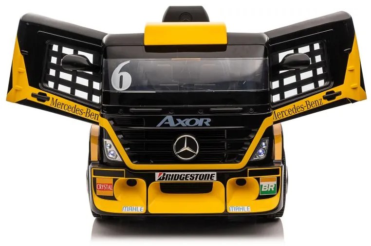 LEAN CARS Elektrický Kamión s prívesom Mercedes XMX622B LCD námornícka žltá - 2X45W - 2x12V7Ah - 2023