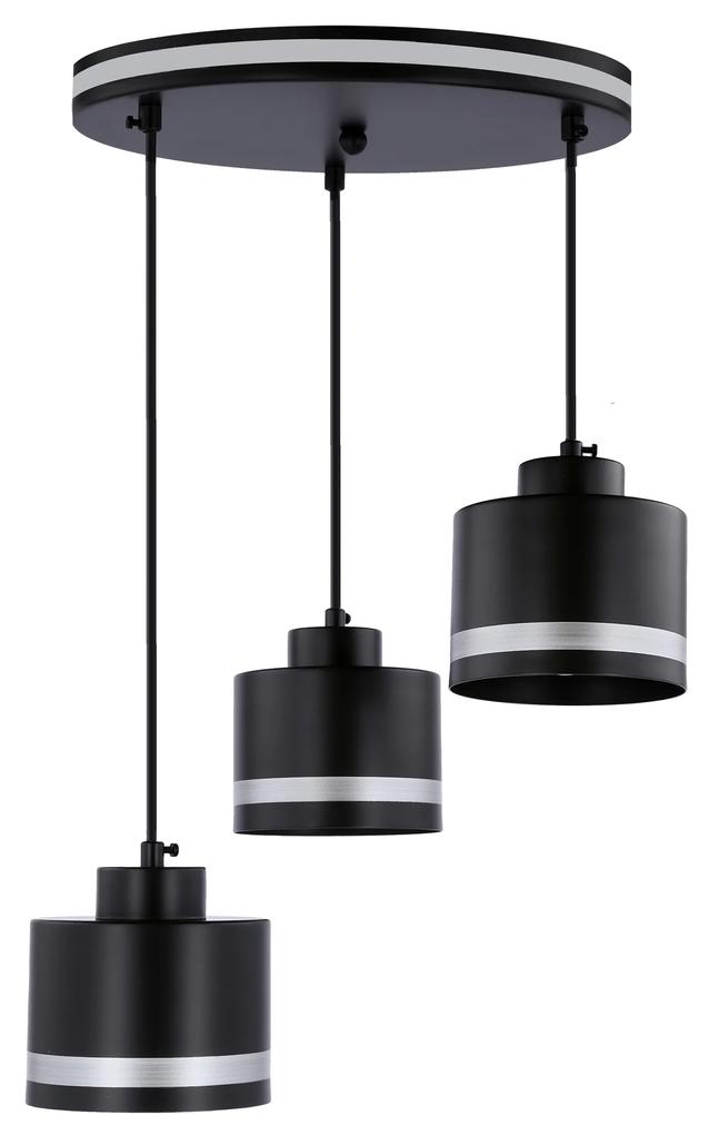 Candellux WAMA Luster lamp black 3X40W E27 black lampshade+silver 33-00484