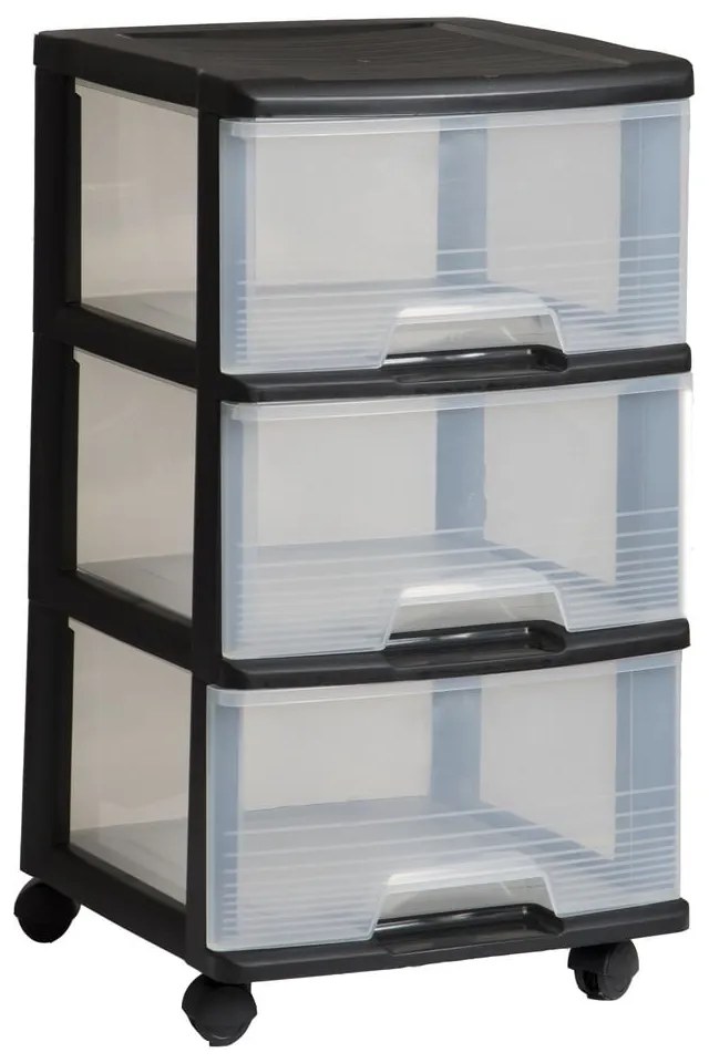 Čierno-priehľadný plastový pojazdný regál 37x61 cm – Curver