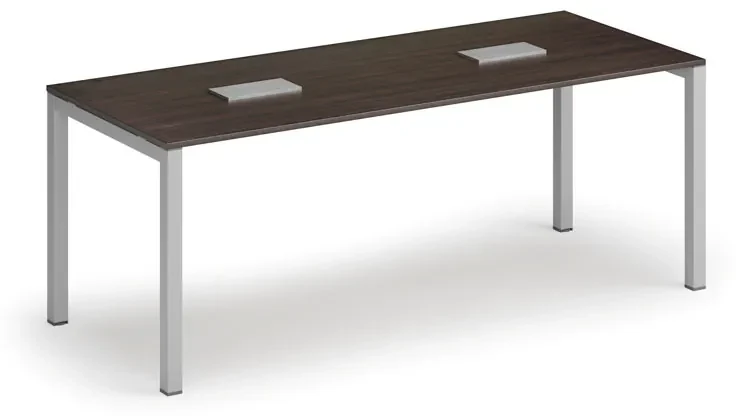 Stôl SQUARE 2000 x 800 x 750, wenge + 2x stolná zásuvka TYP II, strieborná