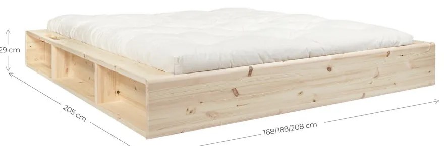 Hnedá dvojlôžková posteľ z borovicového dreva s roštom 180x200 cm Ziggy – Karup Design
