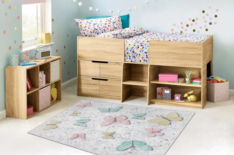 Detský kusový koberec Bambino 1610 Butterflies cream, 140x190, viacfarebná, detská izba, Dywany Łuszczów