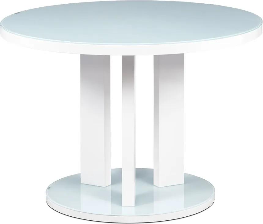 Jedálenský stôl okrúhly Judita, 108 cm, mliečne sklo/biela